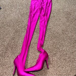 AKIRA Pink Over the Knee Boots - ONLY BEEN WORN ONCE TO WALK A SHOW - SIZE 7